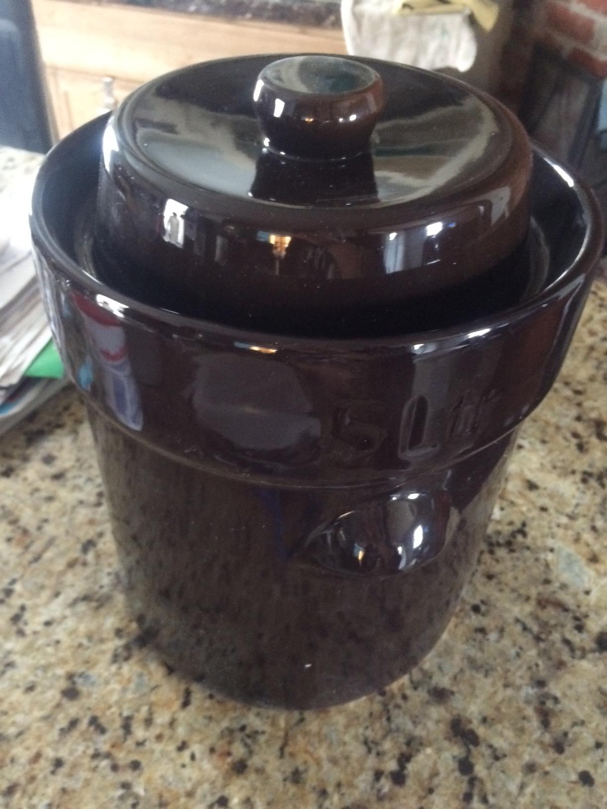 Fermentation Crock 1 Gallon - Sauerkraut Crock with Lid, Weights & Pounder | Ceramic Fermenting Crock Kit for Pickling Cabbage Kimchi Vegetables - 4 Liter Fermentation Jar - Stoneware Pickle Pot customer photo 1