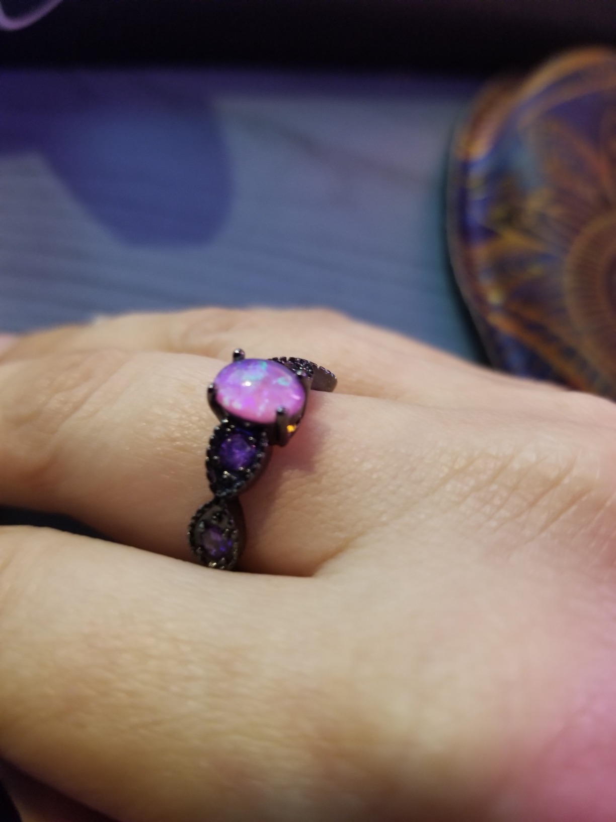 CiNily 18K Gold Plated Opal Ring for Women Anniversary Rings Size 5-13 customer photo 1