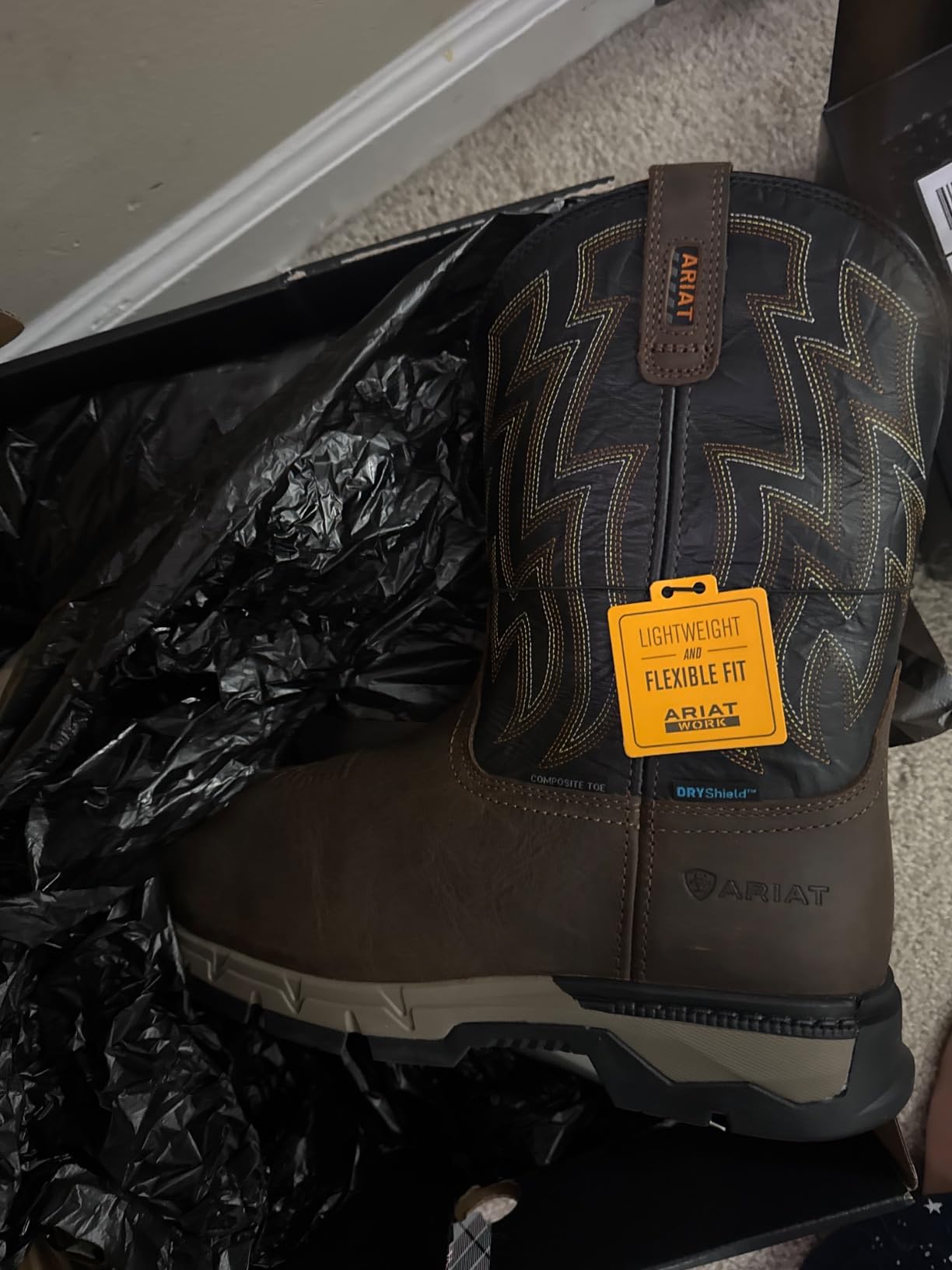 Ariat Rebar Flex Western Waterproof Composite Toe Work Boots - Men's Square Toe Western Work Boot customer photo 1