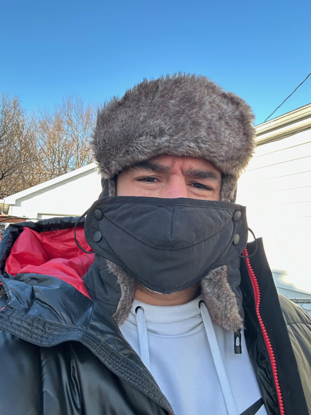 Men's Trooper Trapper Hat Warm Winter Hats with Removable Face Mask Earflaps Faux Fur Hunting Outdoor Hat customer photo 2