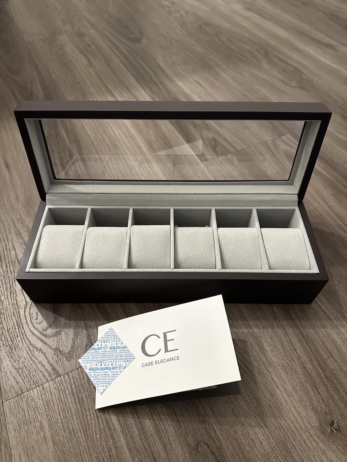 CASE ELEGANCE 6-Slot Wood Watch Box with Glass Top - Espresso customer photo 1