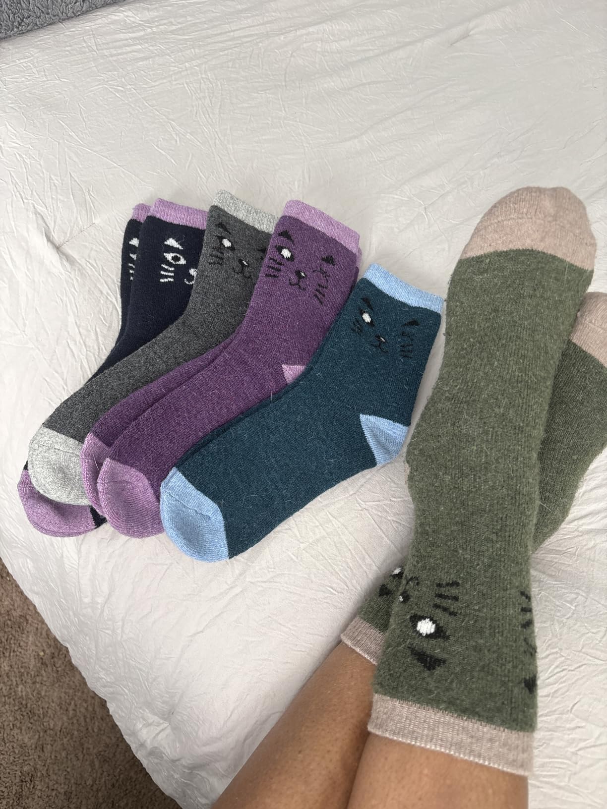 Merino Wool Socks for Women Hiking Thermal Warm Winter Thick Boot Cozy Crew Comfy Work Socks for Ladies 5 Pairs customer photo 2
