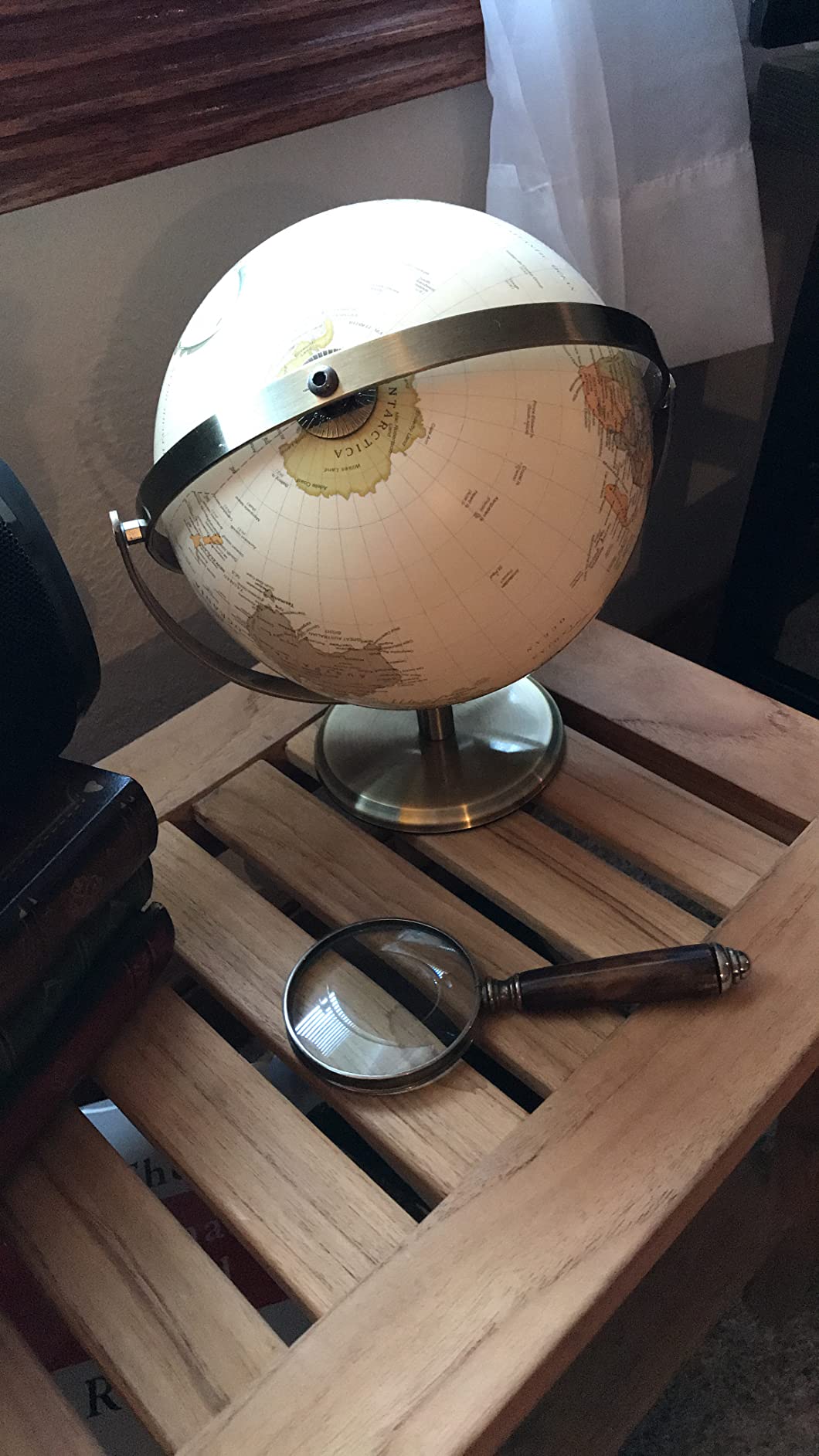 Exerz 10 Inches Antique World Globe Rotating Vintage Color Modern Map | Wooden Base Classic Educational Decor for Desk Study Office Clear Geography Detail and Stable Display Stand customer photo 1