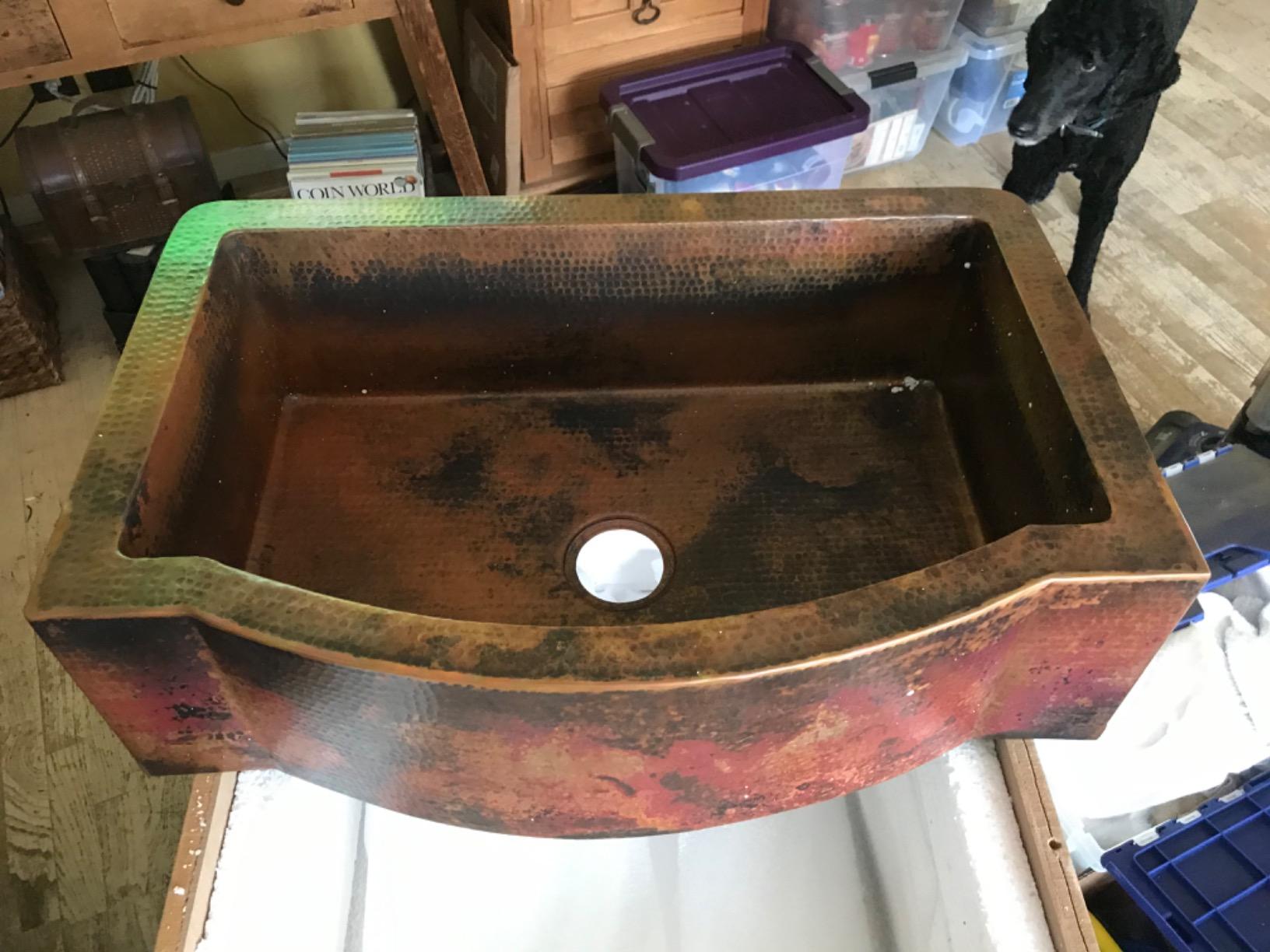 Apron Front Farmhouse Kitchen Single Bowl Mexican Hand Hammered Copper Sink customer photo 1