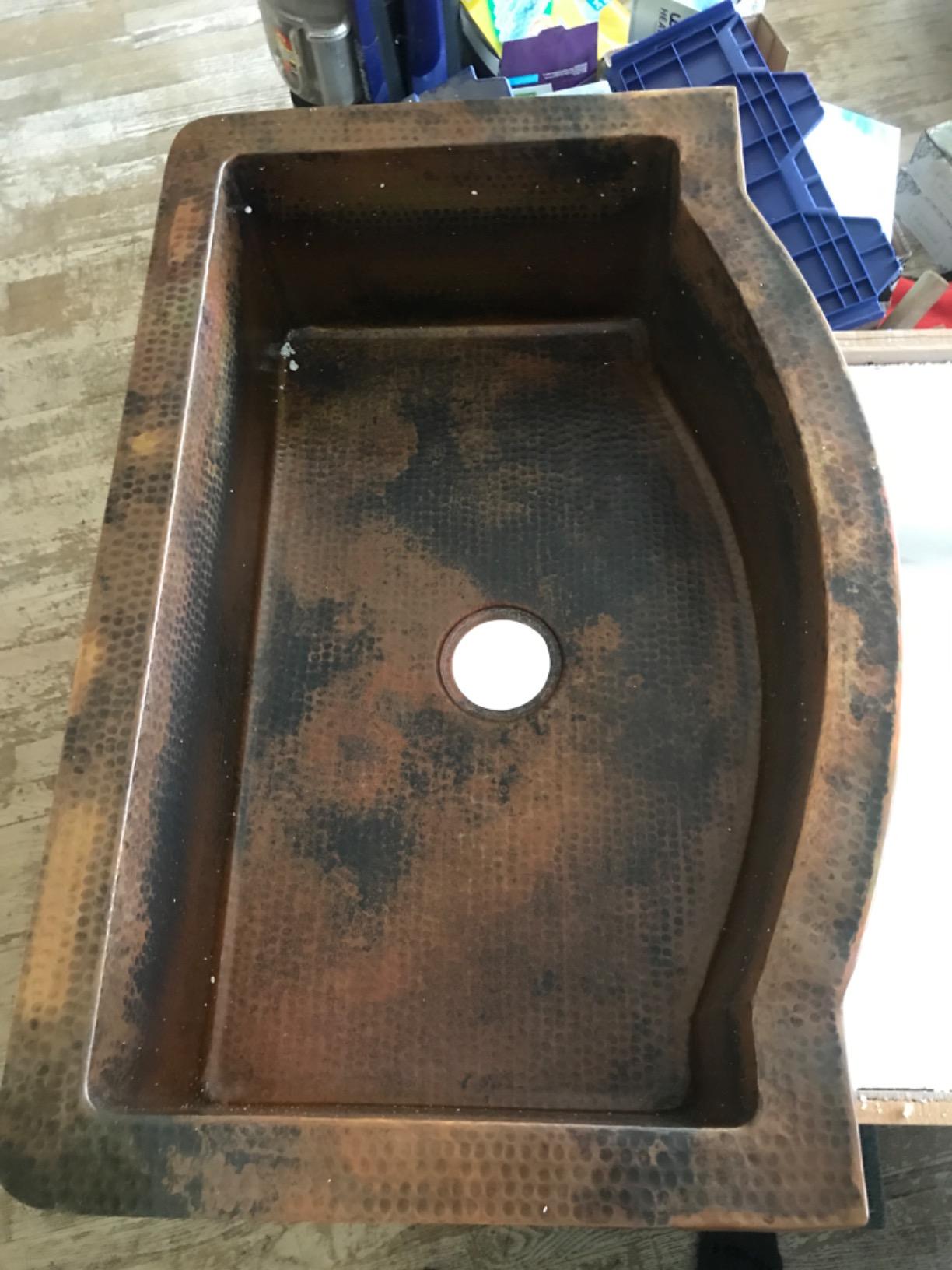 Apron Front Farmhouse Kitchen Single Bowl Mexican Hand Hammered Copper Sink customer photo 2