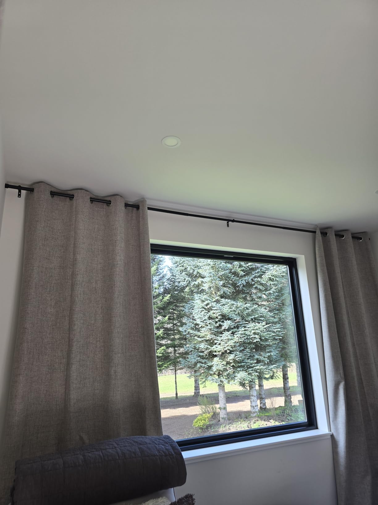 Ivilon Curtain Rod for Windows 72 to 144 Inch - 1 Inch Telescoping Drapery Rod, 3 Long Sections, End Cap Finials, Black customer photo 2