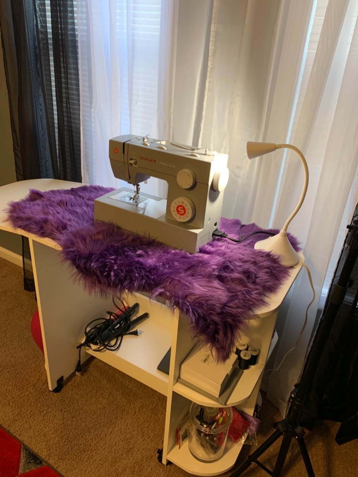SEI Furniture - Stradville Expandable Rolling Sewing Table Craft Station - Turquoise - Transitional Design customer photo 2