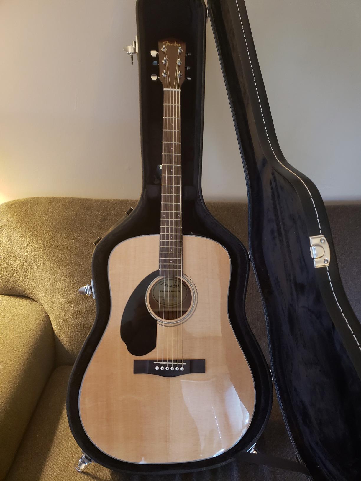 Fender CD-60S Solid Top Dreadnought Acoustic Guitar, Left Handed - Natural Bundle with Hard Case, Tuner, Strap, Strings, Picks, and Austin Bazaar Instructional DVD customer photo 1