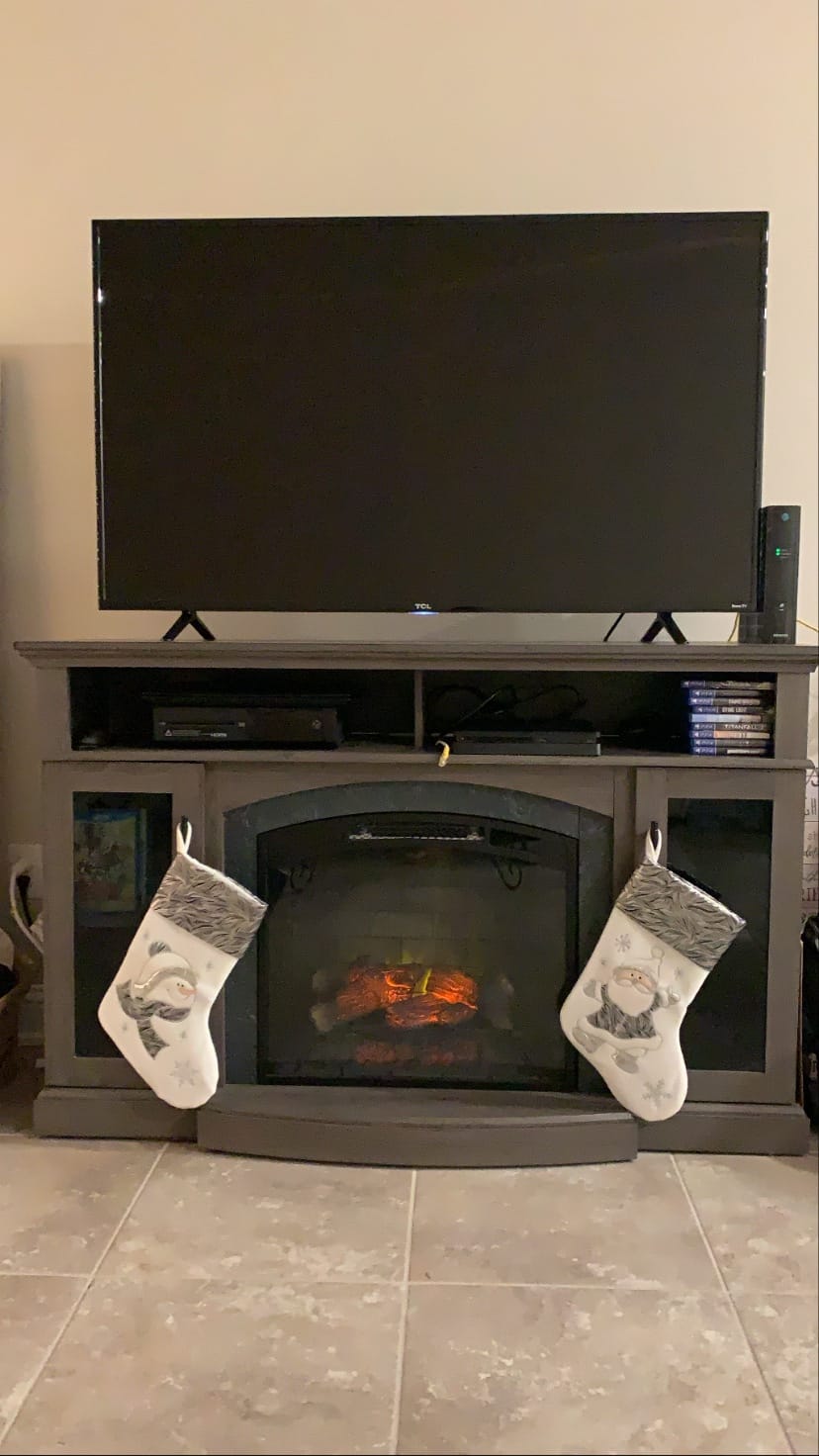 WEWILL Classic White Silvery Christmas Stockings Set of 2 Santa, Snowman Xmas Character Fireplace Hanging Stockings 17 inches for Holiday Party Family customer photo 2