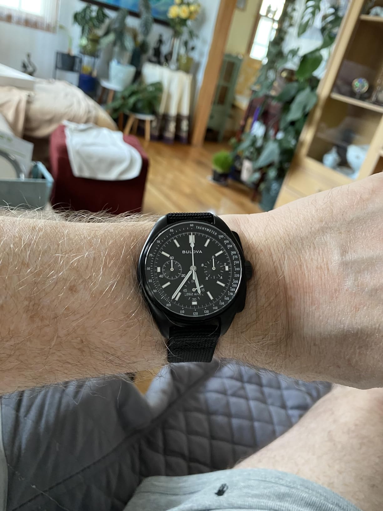 Men's Archive Series Lunar Pilot 6-Hand Chronograph Precisionist Black Ion-Plated Stainless Steel, Black NATO Strap and Sapphire Crystal Style: 98A186 customer photo 2