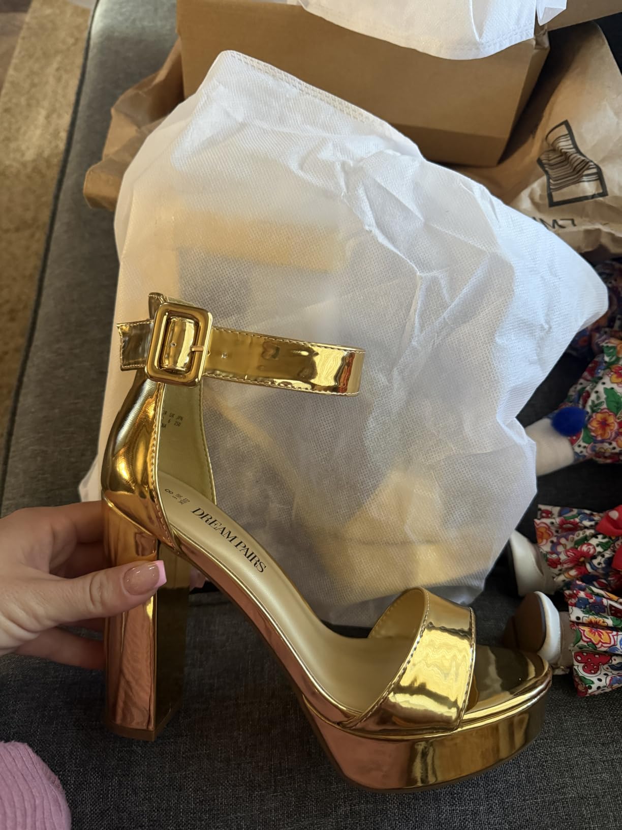 DREAM PAIRS Women's Platform High Heel Sandals | Open Toe Ankle Strap Heel Fashion Wedding Party Dress Sandals Shoes, 1.25-inch Platform and a 4.5-inch Block Heel customer photo 1