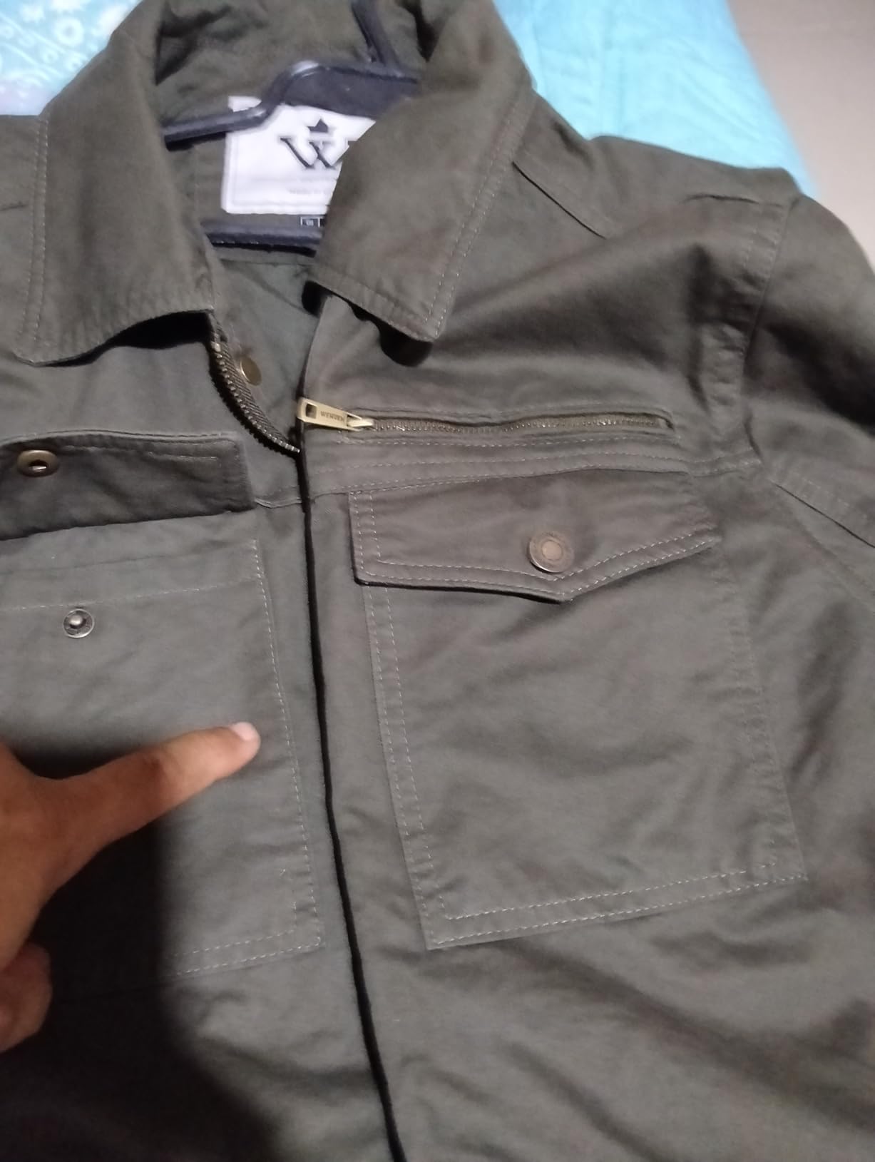 WenVen Men's Casual Canvas Cotton Military Lapel Jacket customer photo 2