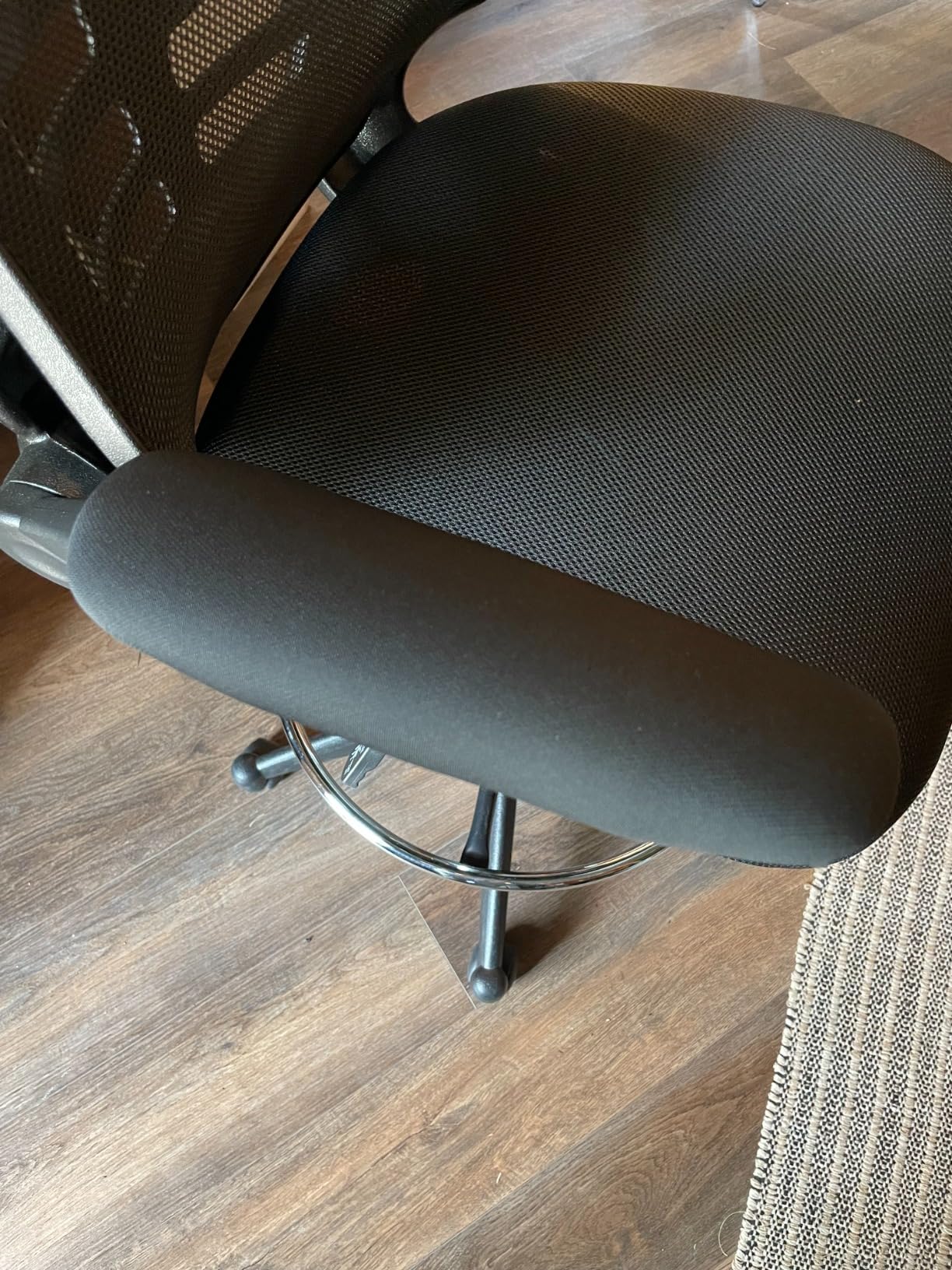 Flash Furniture Mesh Adjustable Ergonomic Drafting Chair, Black, Adjustable Foot Ring, Mid-Back, Flip-Up Arms, Mesh Back customer photo 1