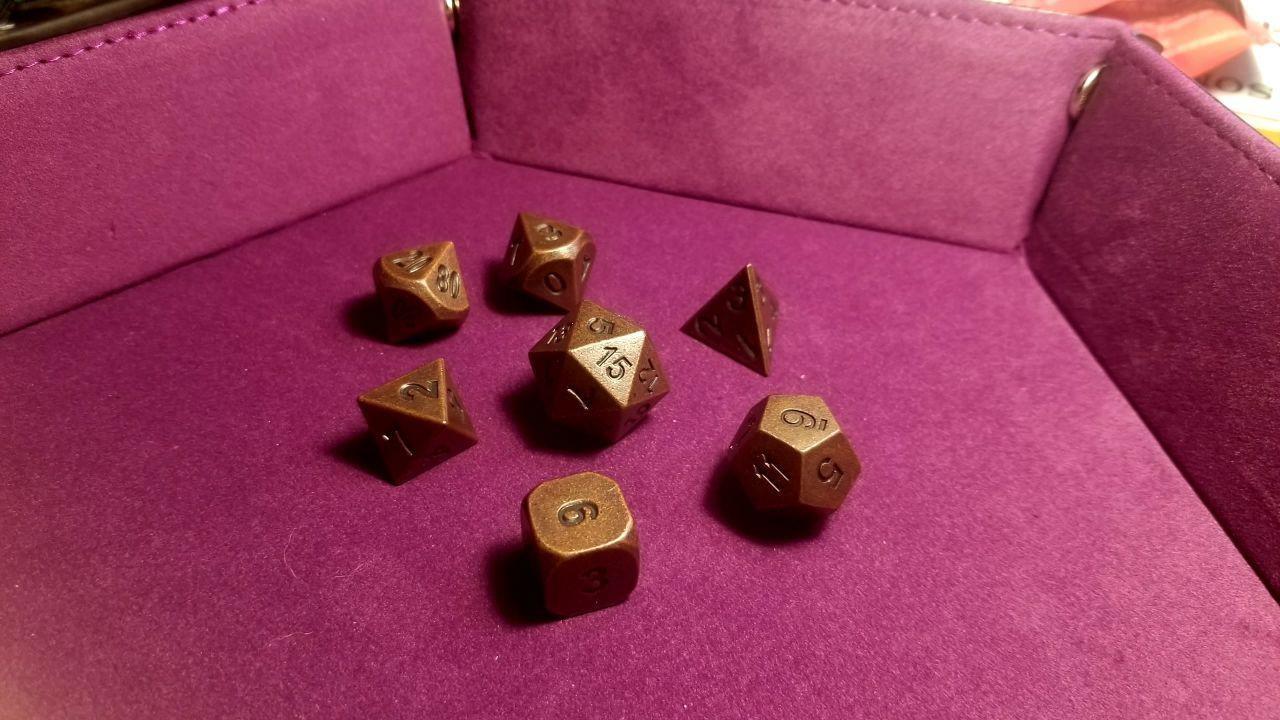 Bescon Antique Copper Solid Metal Polyhedral D&D Dice Set of 7 Old Copper Metal RPG Role Playing Game Dice 7pcs Set customer photo 1