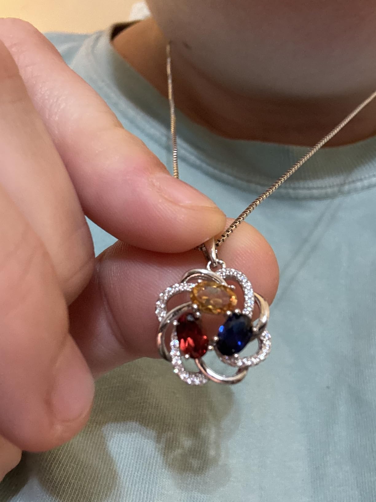 Gem Stone King Customized Personalized 3 Oval Birthstone Mother's Necklaces | 925 Sterling Silver | Birthday Christmas Necklace | Fine Jewelry Gift for Women Her | With 18 Inch Chain customer photo 2
