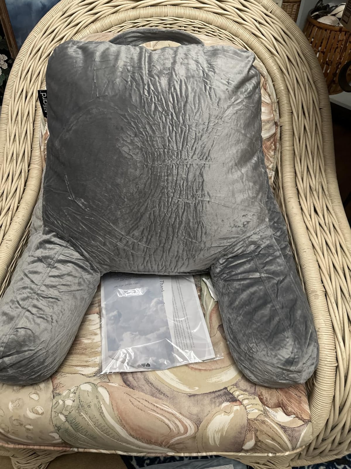 Milliard Reading Pillow with Arms, Grey, Shredded Memory Foam Back Pillow for Bed Sitting Up - Sit Up Backrest Support for Reading & Rest Bed - Washable Cover, Adjustable Comfort, CertiPUR Certified customer photo 2