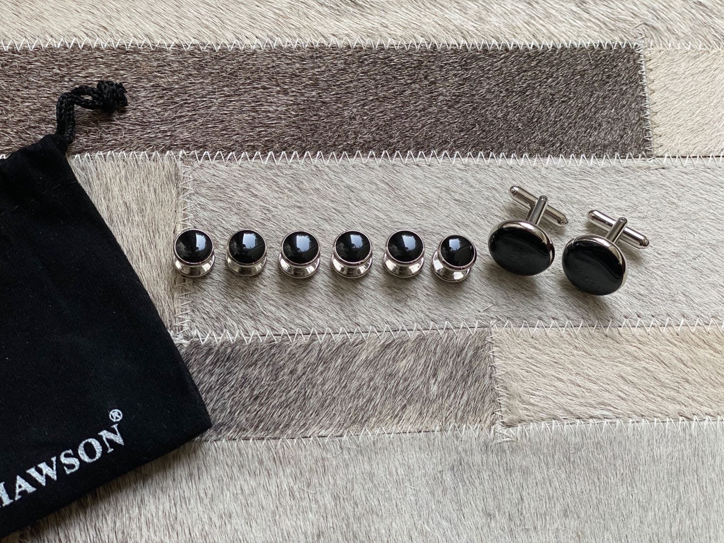 Men's Cufflinks and Tuxedo Studs Set with Gift Box; Men's Jewelry or Accessories Suitable for Black Suit White Shirts Vest and Red Bow tie on Wedding or Anniversary and Birthday customer photo 2
