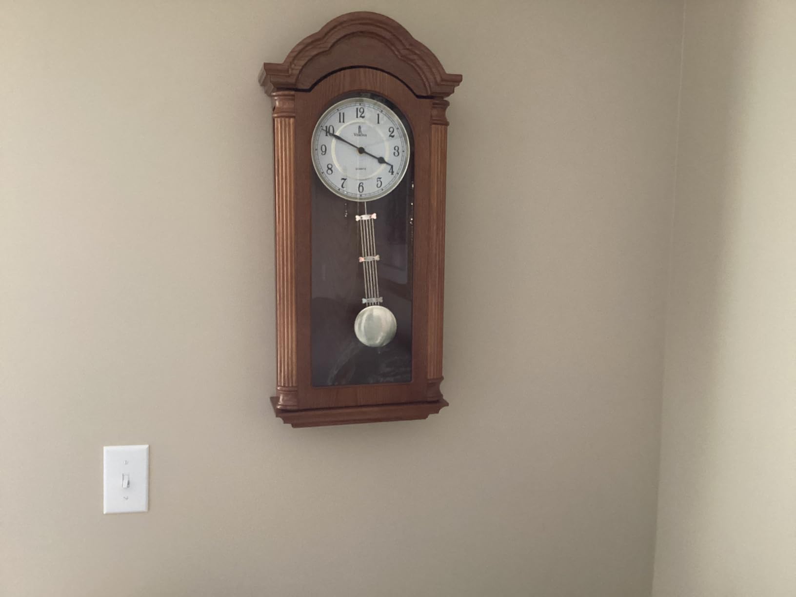 Grandfather Wall Clock with Pendulum, Large Hanging Wooden Clock, Quiet | Solid Wood Clock 26 x 12 Inch, Non-Chiming Battery Operated, Home Decor for Living Room, Entryway, Hallway customer photo 1
