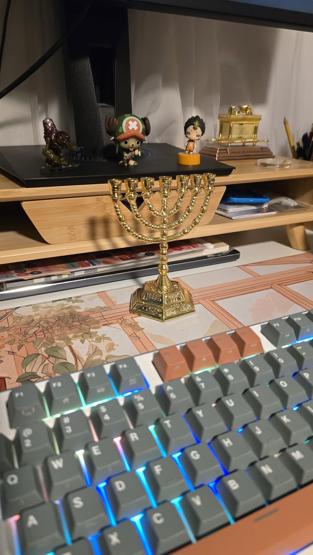 12 Tribes of Israel Menorah, Jerusalem Temple 7 Branch Jewish Candle Holder (5 Inches, Gold) customer photo 1