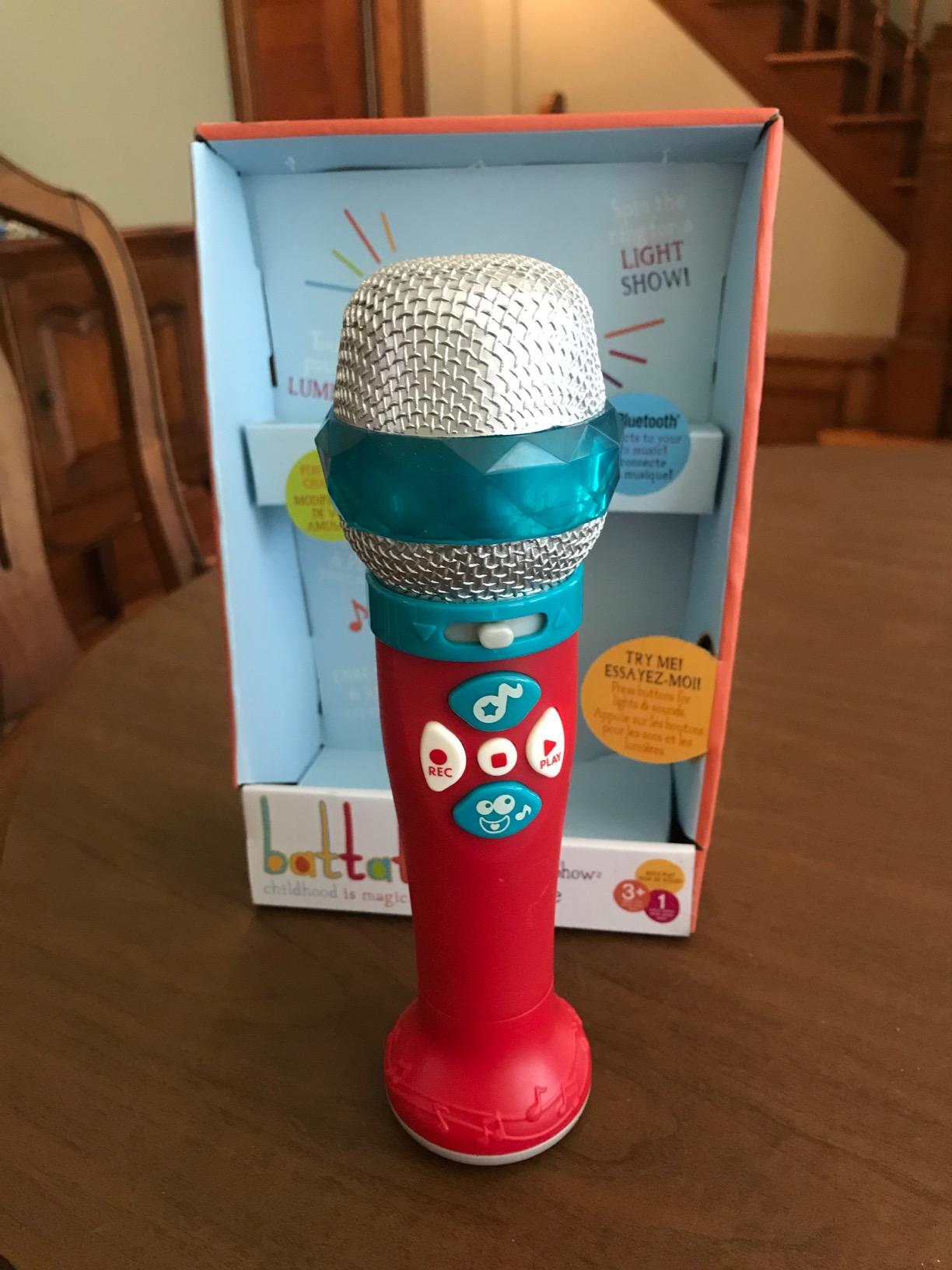 Battat Toy Karaoke Mic, Musical Light Show Microphone, Bluetooth | Light-up toy microphone with voice changer, record and playback, 5 songs, crowd cheer sounds, Pretend Play, 3+ Years customer photo 2