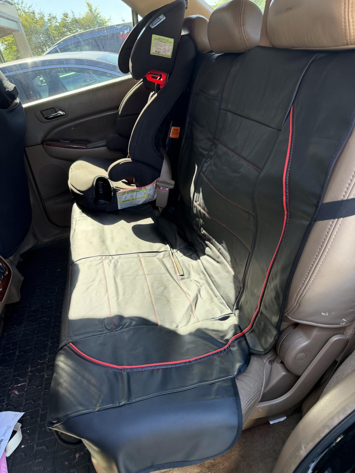 CAR PASS Universal FIT Piping Leather Car Seat Cover, for SUVs, Van, Trucks, Airbag Compatible, Inside Zipper Design and Reserved Opening Holes (Full Set, Black and Red) customer photo 2