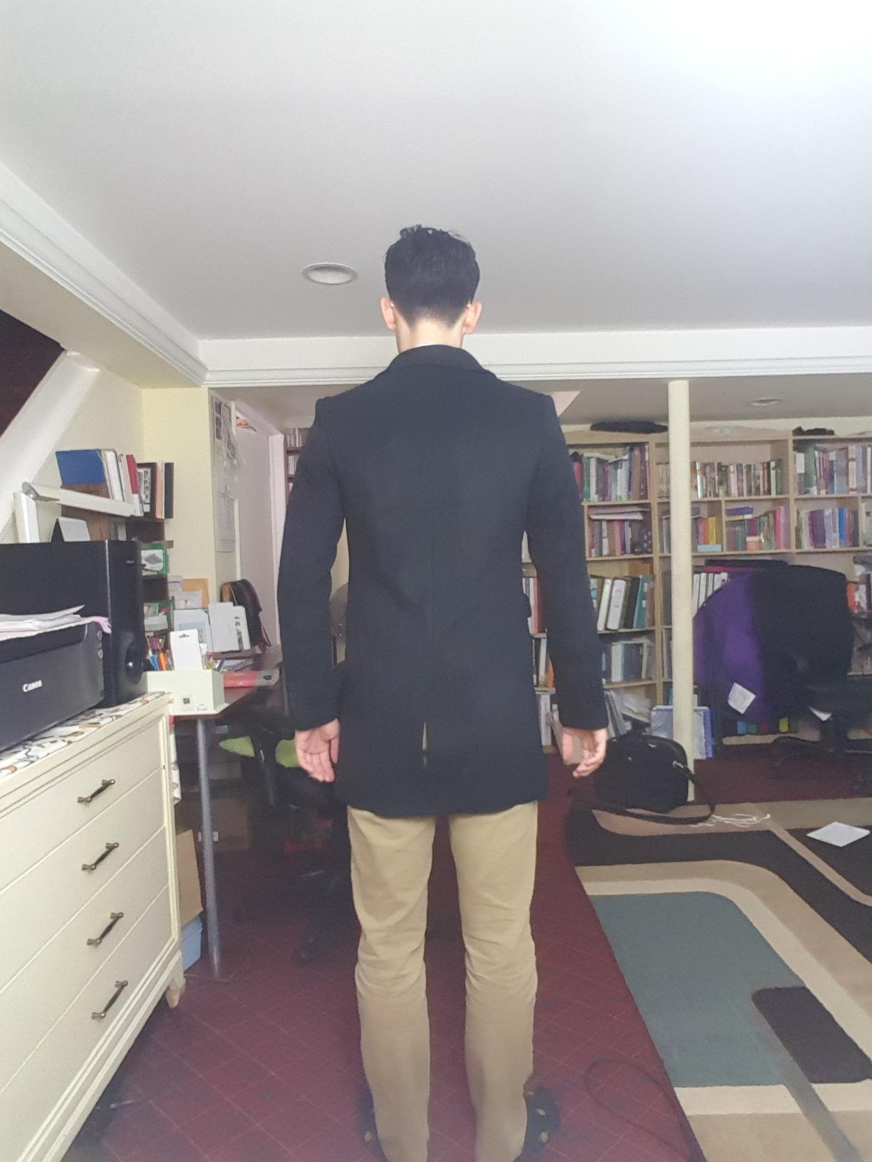 Men's Premium Wool Blend Double Breasted Long Pea Coat customer photo 1