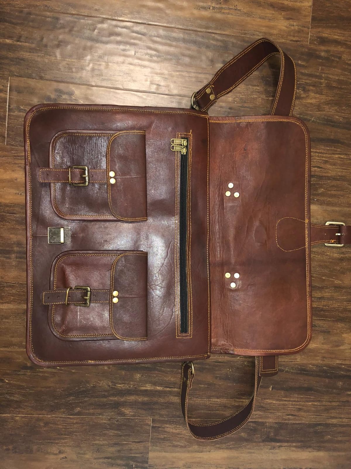 cuero Leather Messenger Bag for Men, 18 Inch Laptop Crossbody, Handmade Leather Shoulder Satchel Bag for Men, Full Grain Business Briefcase for Office/Work/Travel - Vintage Brown customer photo 1