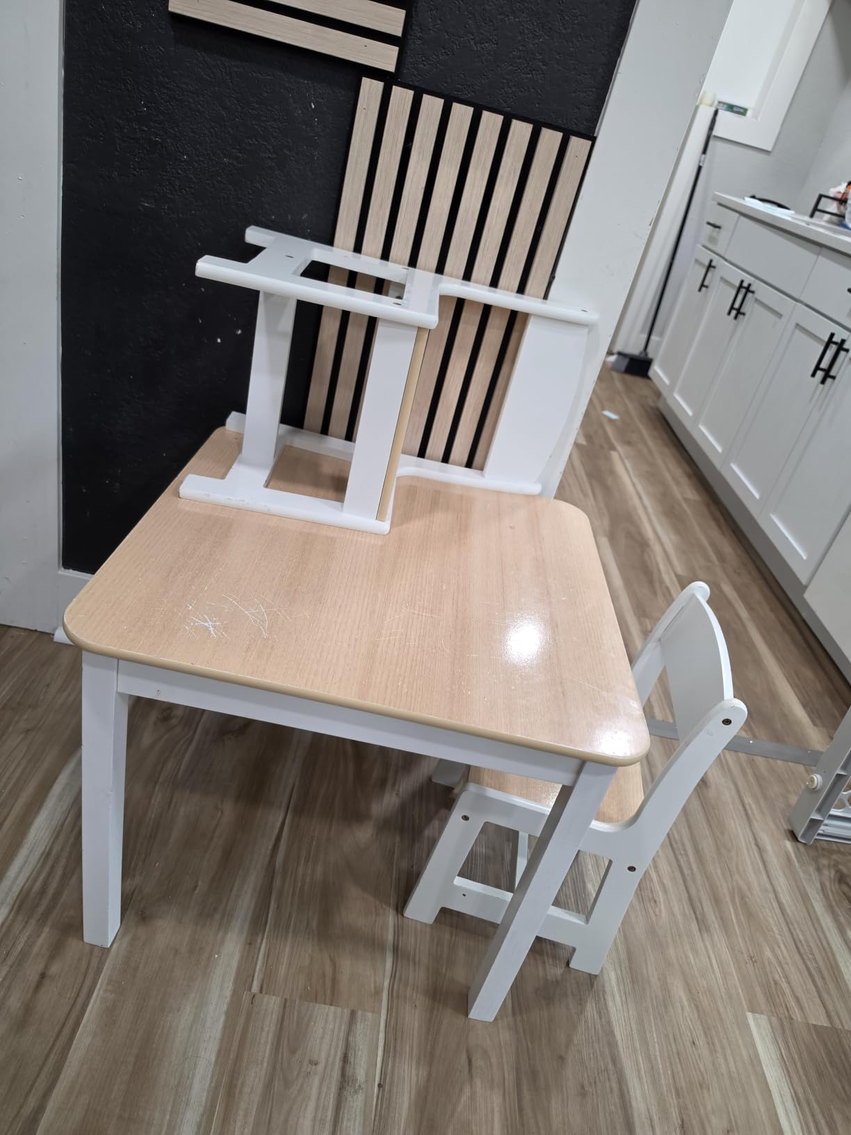 Delta Children MySize Kids Wood Table and Chair Set (2 Chairs Included) - Ideal for Arts & Crafts, Snack Time & More - Greenguard Gold Certified, Grey, 3 Piece Set customer photo 2