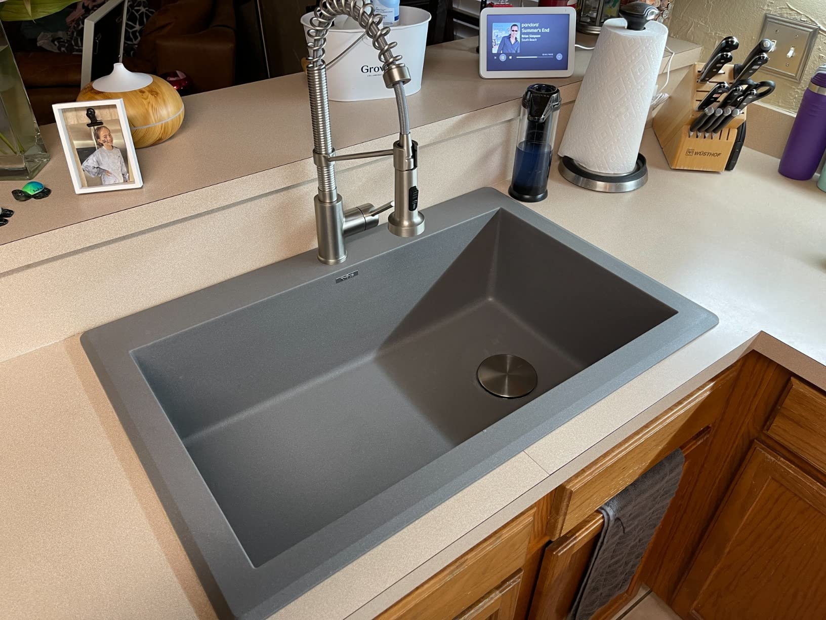 KRAUS Forteza 33-inch Drop In/Undermount Single Bowl Granite Kitchen Sink in Grey, KGD-54GREY customer photo 1