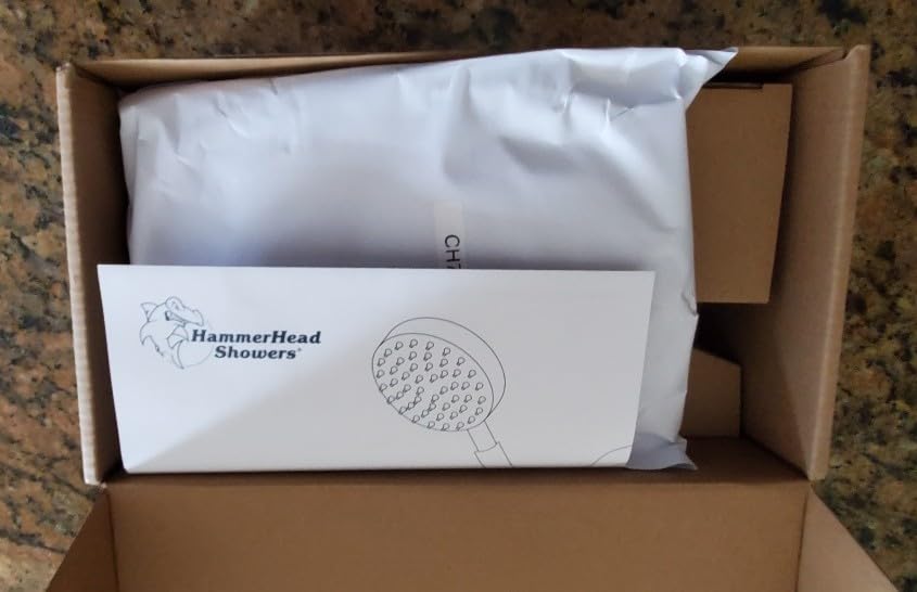 HammerHead Showers Solid Metal Handheld Shower Head with Hose and Brass Holder - CHROME - 2.5 GPM High Pressure Shower Heads with Adjustable Shower Wand Bracket - 6ft Flexible Extension customer photo 1