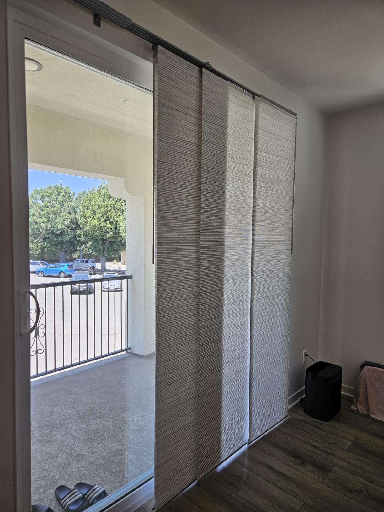 GoDear Design Woven Panel Track Blinds, Marble | Adjustable Sliding Vertical Blinds for Patio Doors & Glass Windows, 45.8