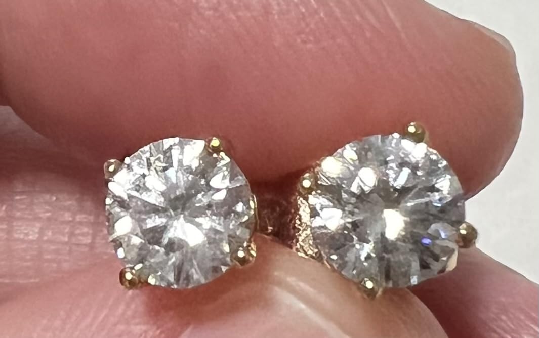 Kainier Women's 14K Gold Plated CZ Stud Earrings Hypoallergenic studs customer photo 2