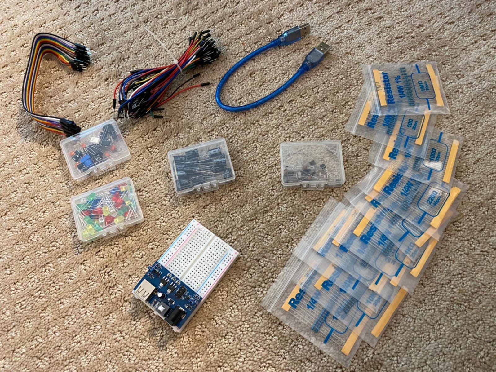 REXQualis Electronics Basic Kit w/Power Supply Module, Breadboard, Jumper Wire, LED, Resistor, comes with more than 300pcs sensors and components for fun and simple electronic projects. customer photo 1