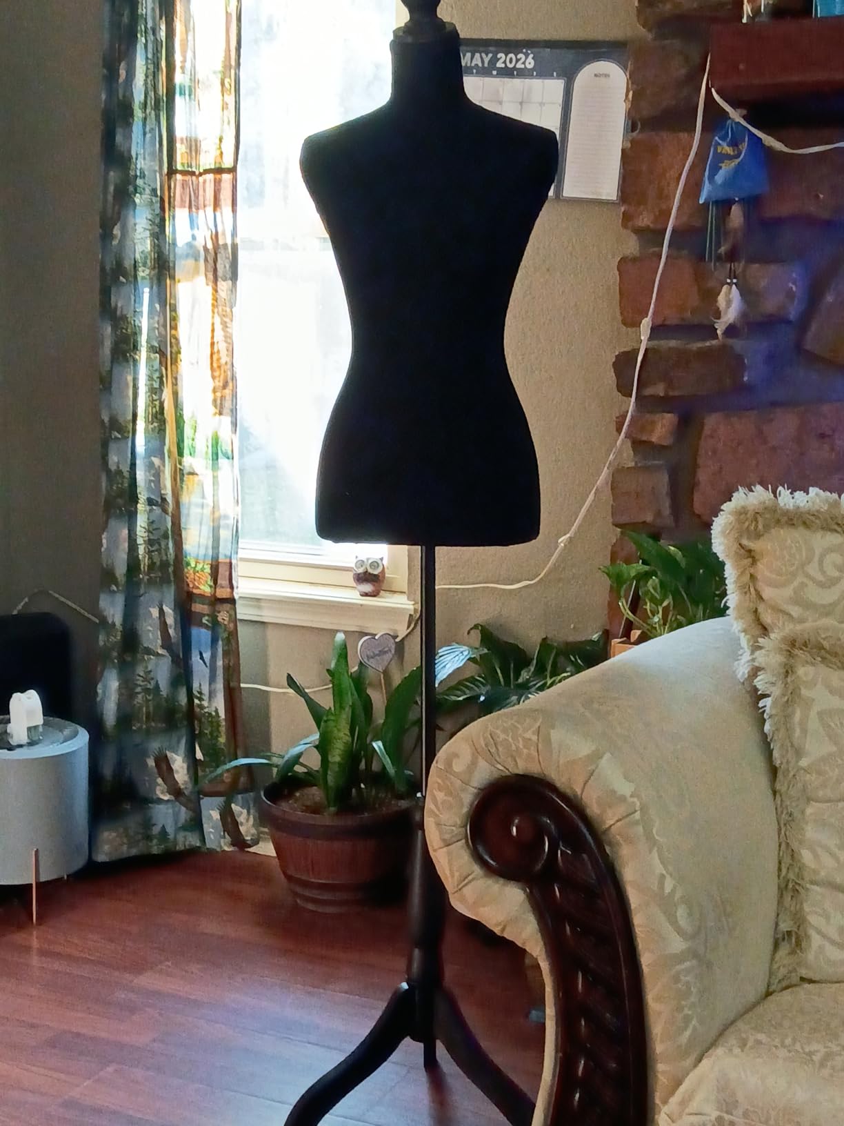 FDW Female Mannequin Torso Black with 7 inch Height Adjustment High-Density Foam with Wood Tripod Stand For Tailoring, Boutique Display, Photography customer photo 1