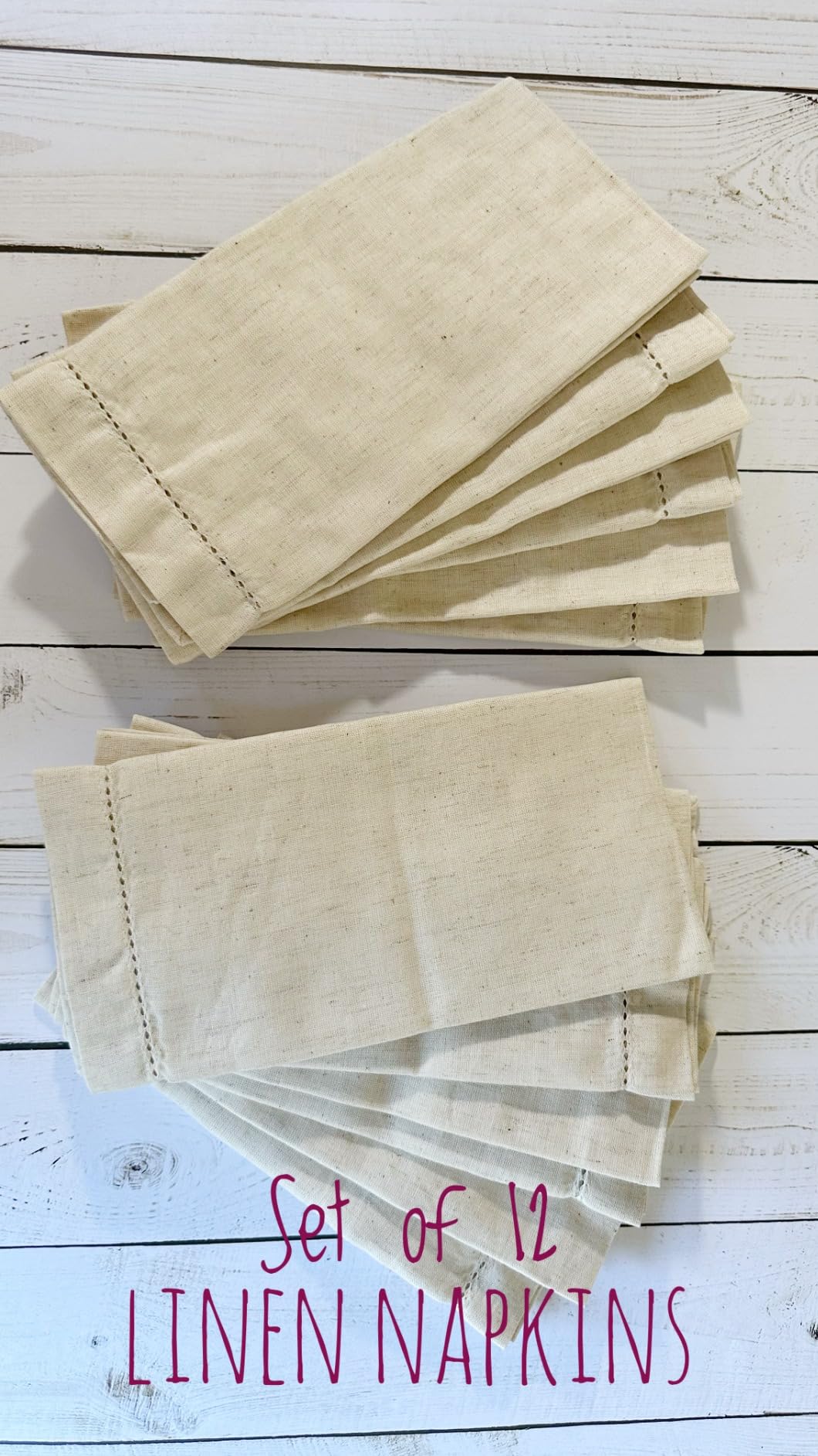Lightnpro Flax Linen Napkins Set of 12 - Hemstitched Dinner Cloth Napkins, Washable and Reusable Natural Flax Napkins 18x18 Inch customer photo 2