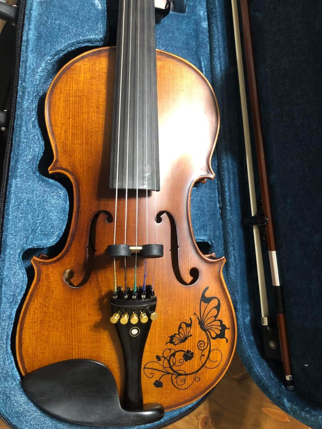 Yinfente 5 String Electric Violin Full Size Maple Back Side Spruce Top Ebony Accessories EQ Preamp With Hard Case,Brazilwood Bow,Rosin,AUX Cable,Cleaning Cloth,Shoulder Rest Beginner Student Violin customer photo 2