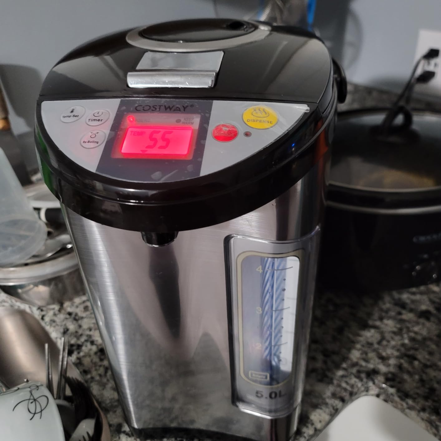 COSTWAY Instant Electric Hot Water Boiler and Warmer | 5-Liter LCD Water Pot with 5 Stage Temperature Settings, Safety Lock to Prevent Spillage, Stainless Steel Hot Water Dispenser customer photo 2