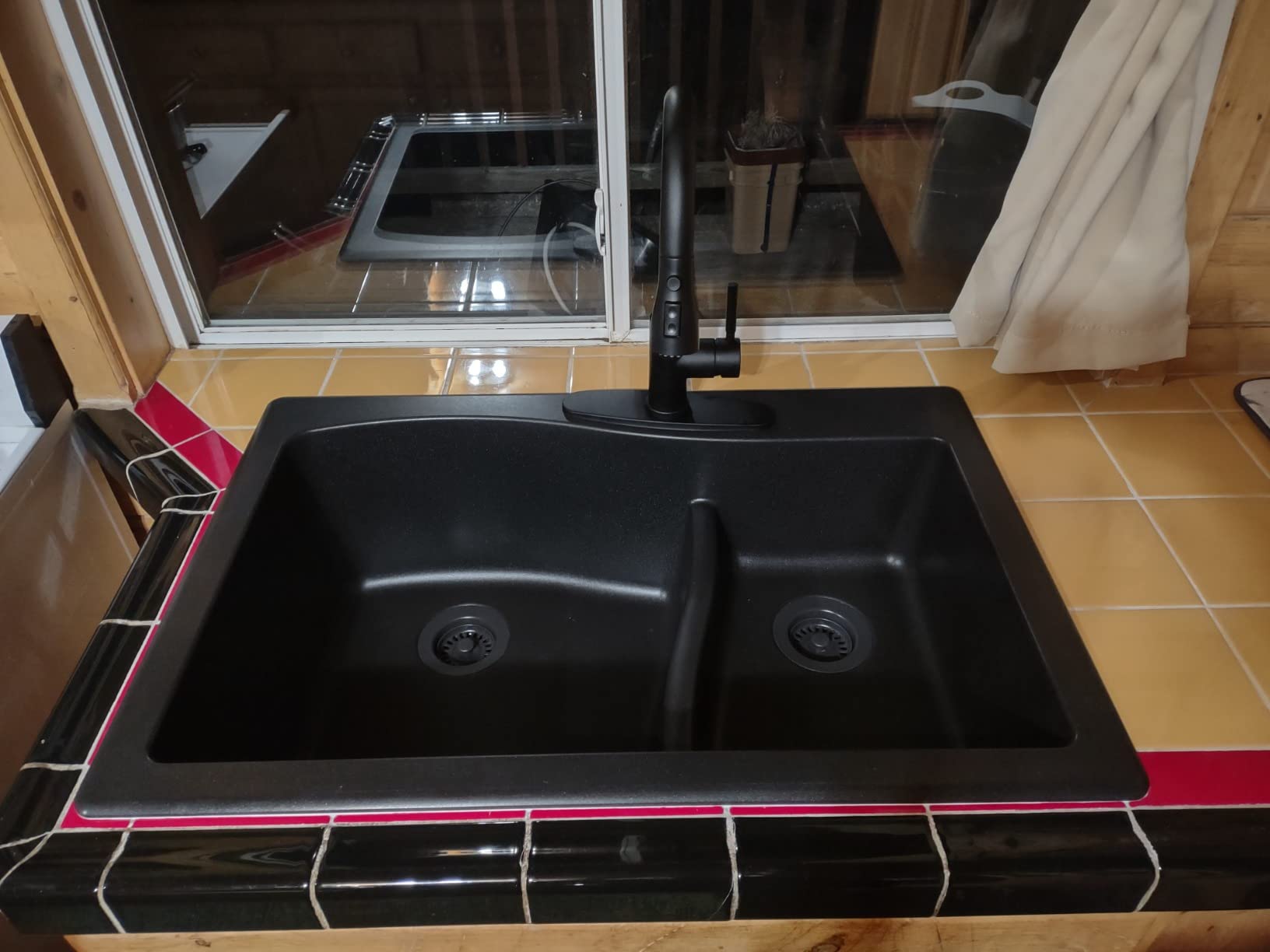 KRAUS Quarza 33-inch Drop-In/Undermount 60/40 Double Bowl Granite Kitchen Sink in Black, KGD-442BLACK customer photo 1