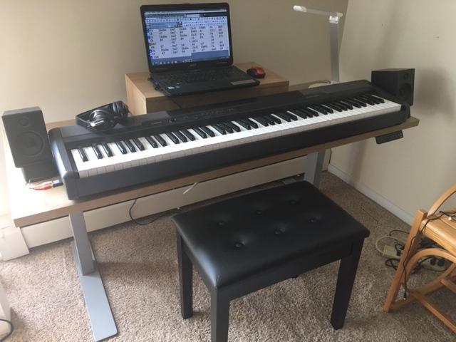 SONGMICS Duet Piano Bench with Padded Cushion and Storage Compartment | Piano Chair Seat, 13.4 x 29.1 x 19.7 Inches, Ink Black, ISLAND Collection ULPB75BK customer photo 1