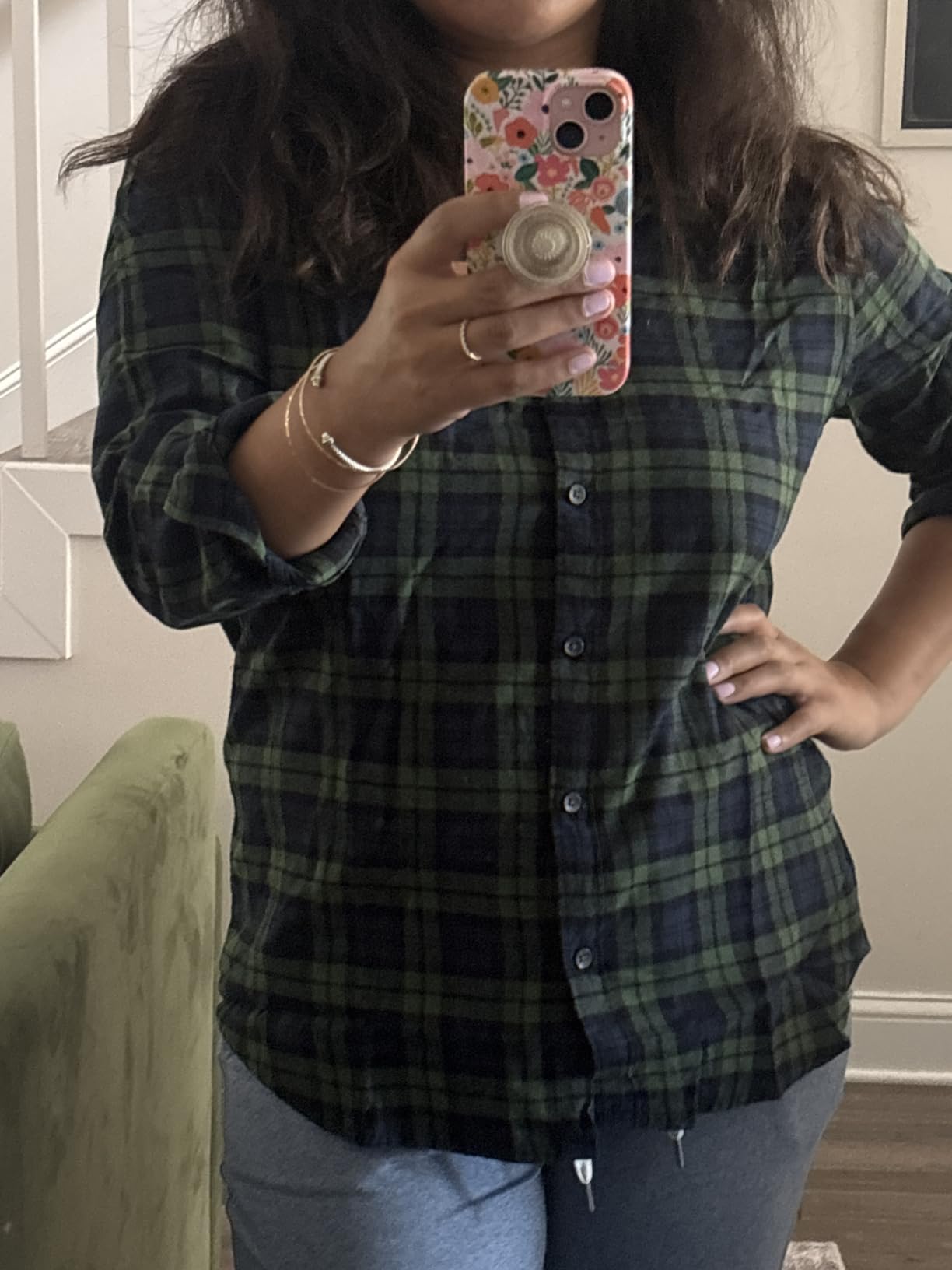 Amazon Essentials Women's Regular-Fit Long-Sleeve Lightweight Cotton Brushed Flannel Shirt customer photo 2