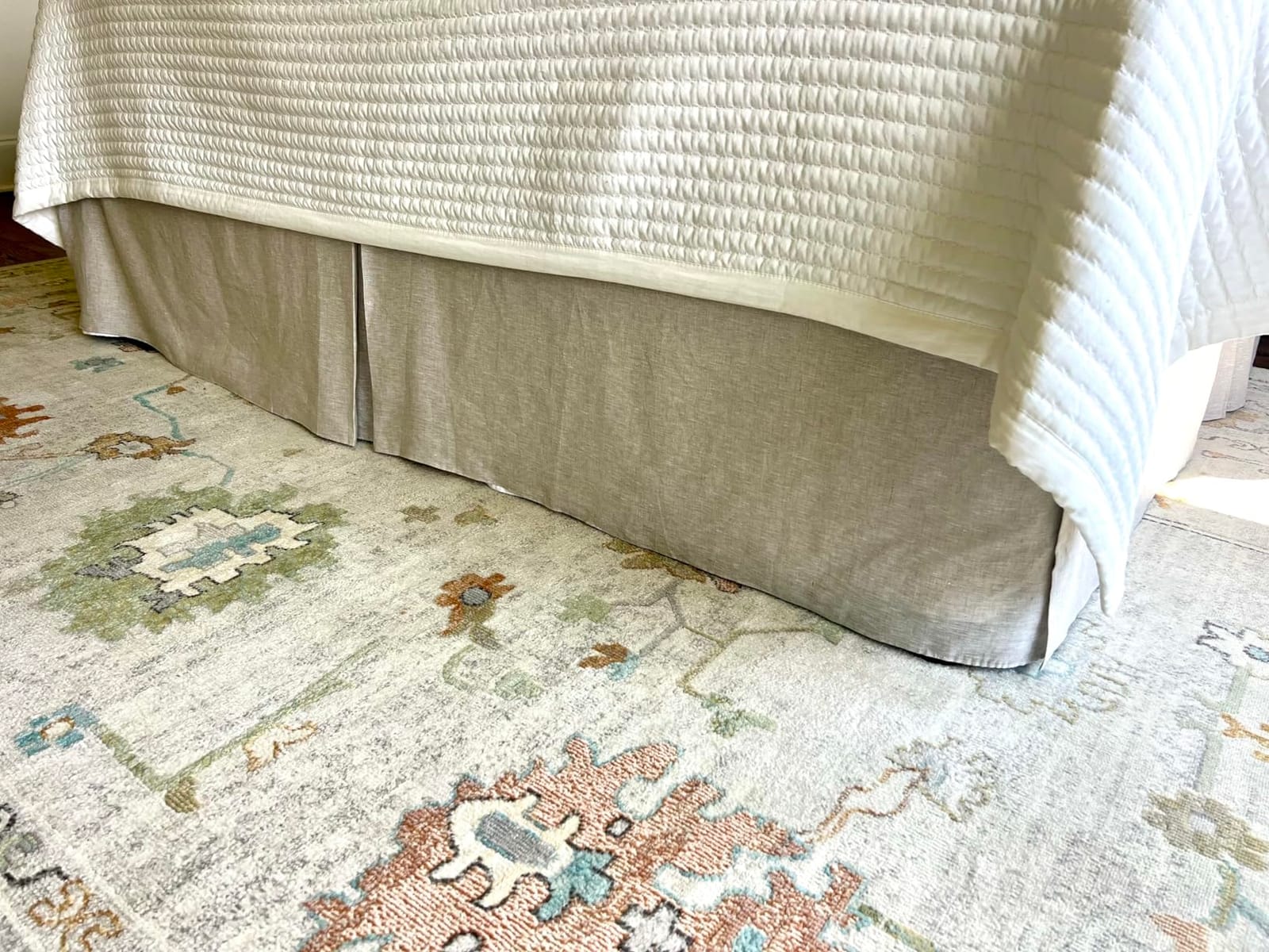 Simple&Opulence Belgian Linen Bed Skirt with Classic 14 inch Tailored Drop Dust Ruffle, Easy Fit Breathable Premium Natural Flax- Basic Linen, Queen customer photo 2