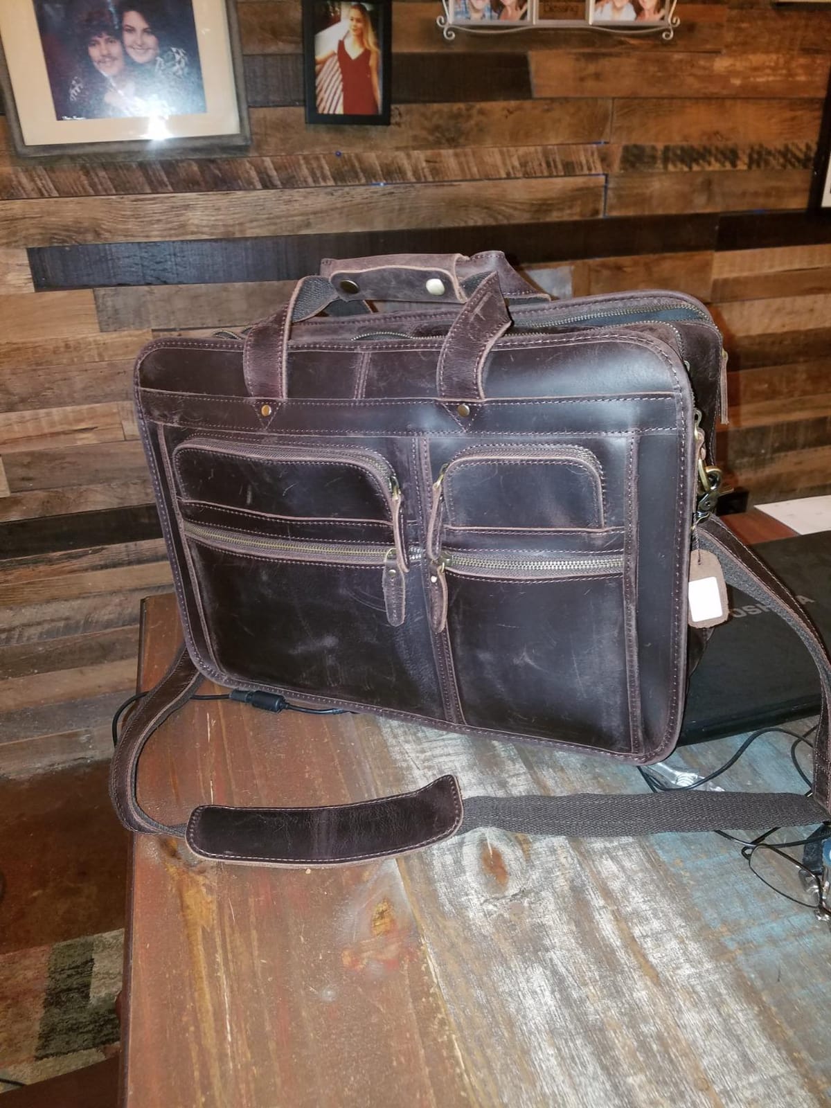 Men's Full Grain Leather Briefcase Large 17 Inch Business Travel Laptop Messenger Bag Tote with YKK Metal Zippers customer photo 2