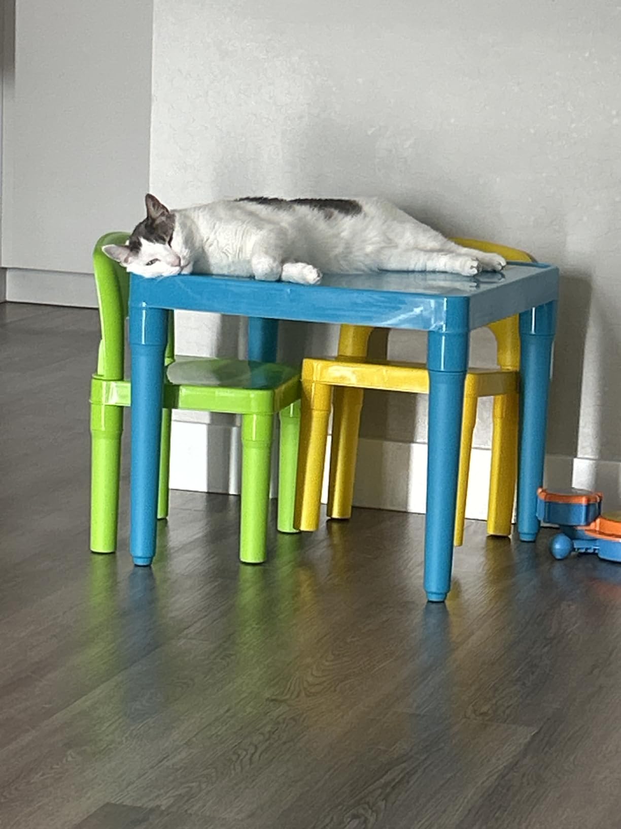 Humble Crew Toddler Table and Chair Set for Kids, Indoor Outdoor, Plastic | Lightweight 3 piece activity desk, easy to clean surface, great for crafts, snacks, and homework in any playroom or bedroom customer photo 2