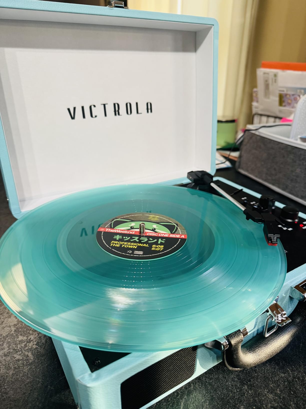 Victrola Journey - Bluetooth Suitcase Record Player - Brown | Built-in stereo speakers, 3-speed turntable plays 7