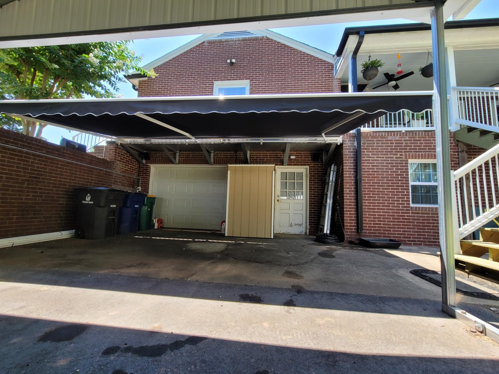ALEKO 20x10 ft Electric Retractable Patio Awning, Remote Control Motorized & Manual Crank, Outdoor Shade Canopy with UV-Resistant Fabric - White Frame, Gray | Retractable sunshade for decks and balconies, remote-controlled extension, water-resistant fabric, rust-free aluminum frame customer photo 2