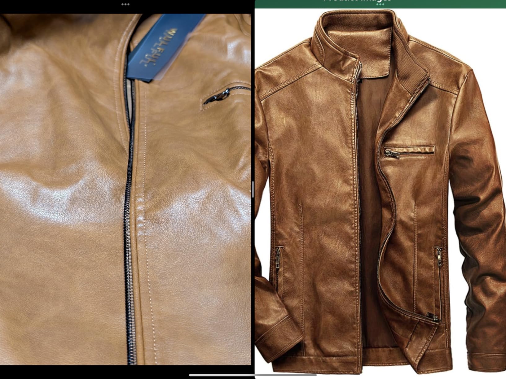 WULFUL Men's Stand Collar Leather Jacket Motorcycle Lightweight Faux Leather Outwear customer photo 1