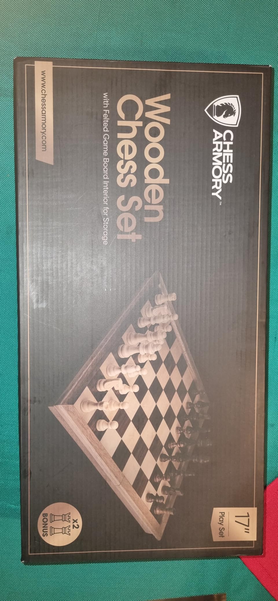Chess Armory Wooden Chess Set - 17-Inch Large Chess Board with Felted Storage Box, Extra Queens & Handcrafted Staunton Pieces customer photo 2