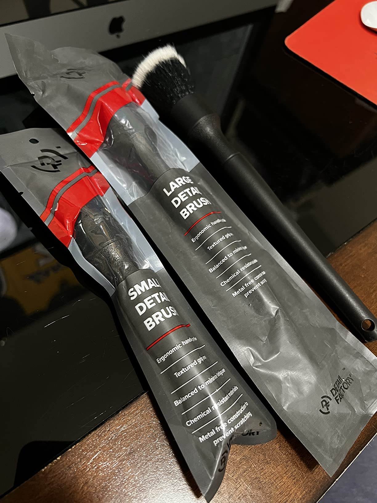 Detail Factory Synthetic Detailing Brush Set - Long & Short Brush - Ultra-Soft Interior Car Cleaning Brushes for Screens, Emblems, & Tight Spaces - Black customer photo 1