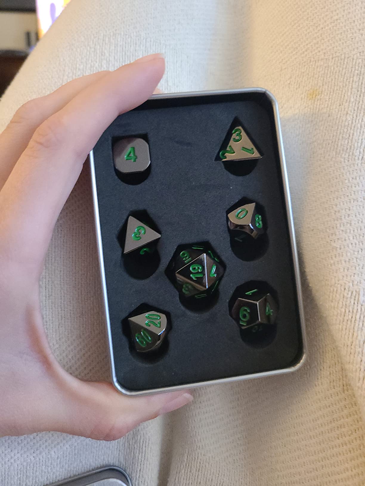 SIQUK 7 Pcs Metal Polyhedral Dice DND Dice Set with Metal Case customer photo 1