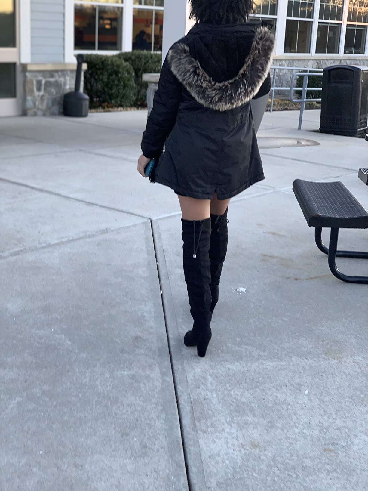 DREAM PAIRS Women's Thigh High Over The Knee Fashion Boots Block Mid Heel Long Sexy Faux Fur Boots customer photo 2